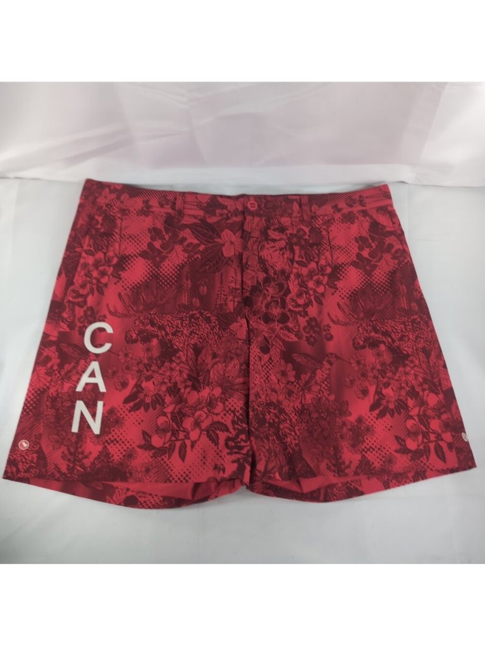 Lululemon Team Canada LE Men 44 Unlined Classic Golf Shorts Red Chino Floral